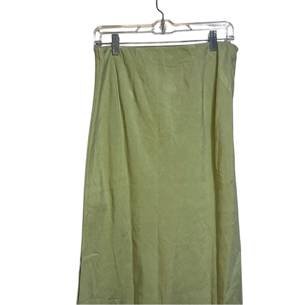 Madewell Light Green Layton Midi Slip Skirt SZ 6 NWT Linen Twee Modest Twill - Picture 9 of 12